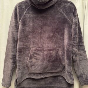 Dark Gray Fleece Cowl-Neck Top